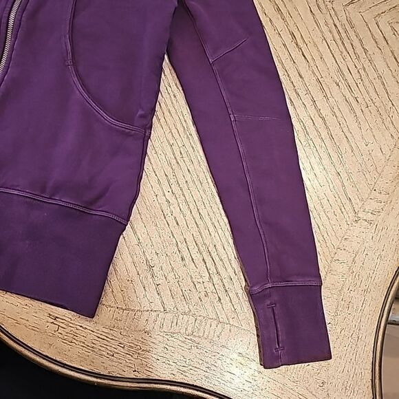 Purple zip up hooded Jacket w/ thumb holes SizeS - Picture 3 of 6